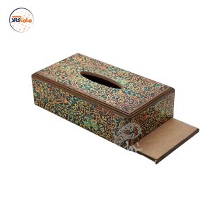 جعبه دستمال کاغذی چوبی طلایی
