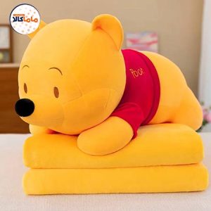 خرس پو خوابیده همراه پتو درجه یک قابل شستشو اورجینال سايز عروسک ۵۵سانت سايز پتو ۱۰۰×۱۸۰