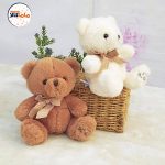 عروسک خرسی نشسته پاپیونی قهوه ای رنگ 30 سانتیمتر