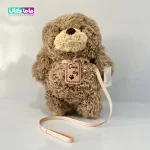 عروسک سگ قلاده دار قهوه ای 35 سانتیمتر 1 عروسک سگ قلاده دار قهوه ای 35 سانتیمتر