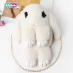 کیف دوشی عروسکی مدل خرگوش کرمی 35 سانتیمتر