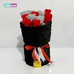 بوکت دسته گل مشکی عروسک خرس تدی کد 06 1 بوکت دسته گل مشکی عروسک خرس تدی کد 06