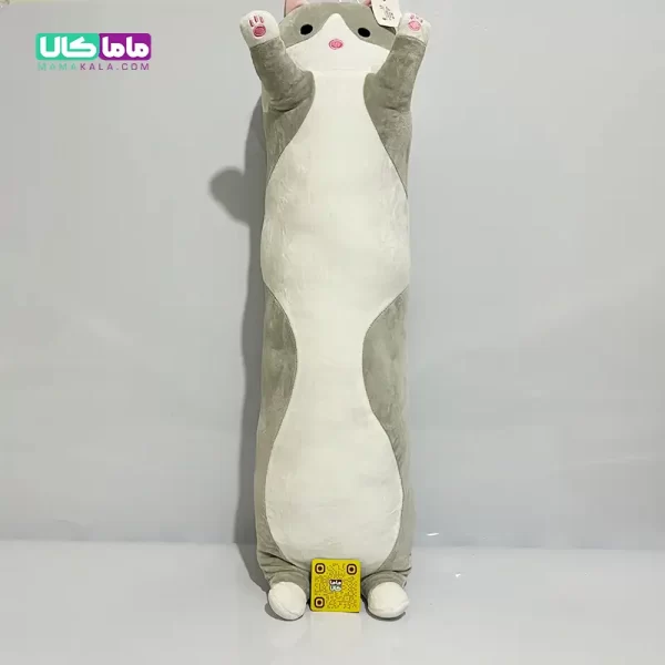 عروسک بالشتی سایز بزرگ مدل گربه طوسی 90 سانتیمتر