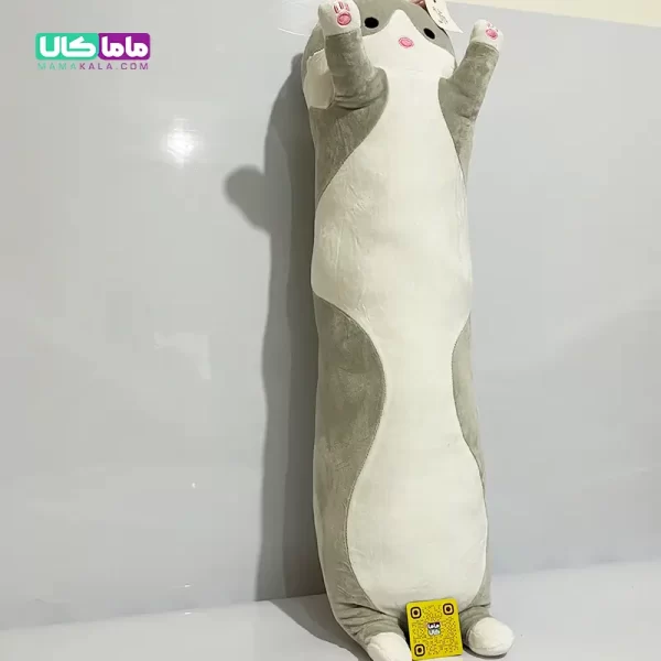 عروسک بالشتی سایز بزرگ مدل گربه طوسی 90 سانتیمتر