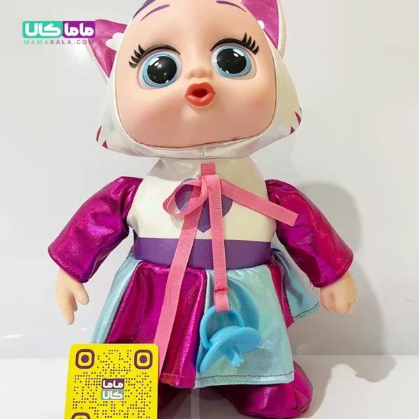 عروسک گریه کن کرای بیبی موزیکال بنفش 30 سانتی متر