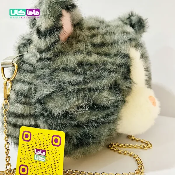 کیف عروسکی ‌بزرگ پرزی مدل گربه طوسی 40 سانتیمتر