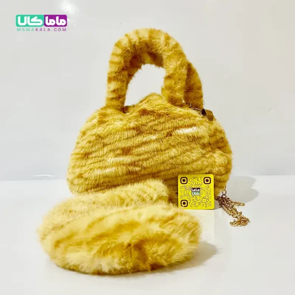 کیف عروسکی ‌بزرگ پرزی مدل گربه نارنجی 40 سانتیمتر