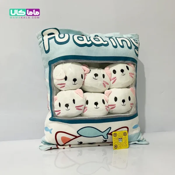 بالشت عروسکی بچه دار مدل پودینگ گربه 45 سانتیمتر