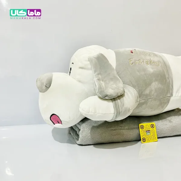 عروسک سگ شارپی پتوبالشتی طوسی وارداتی 60 سانتیمتر
