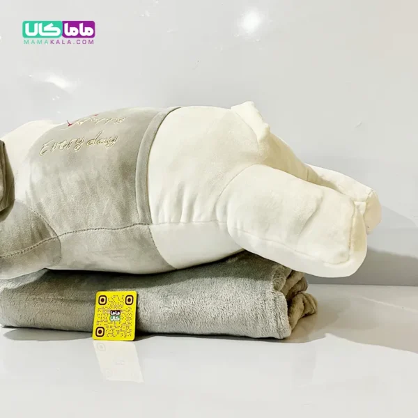عروسک سگ شارپی پتوبالشتی طوسی وارداتی 60 سانتیمتر