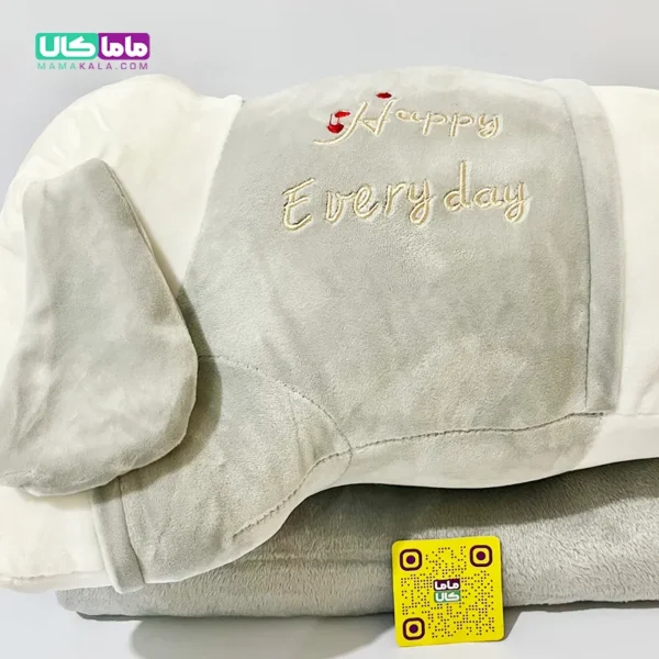 عروسک سگ شارپی پتوبالشتی طوسی وارداتی 60 سانتیمتر