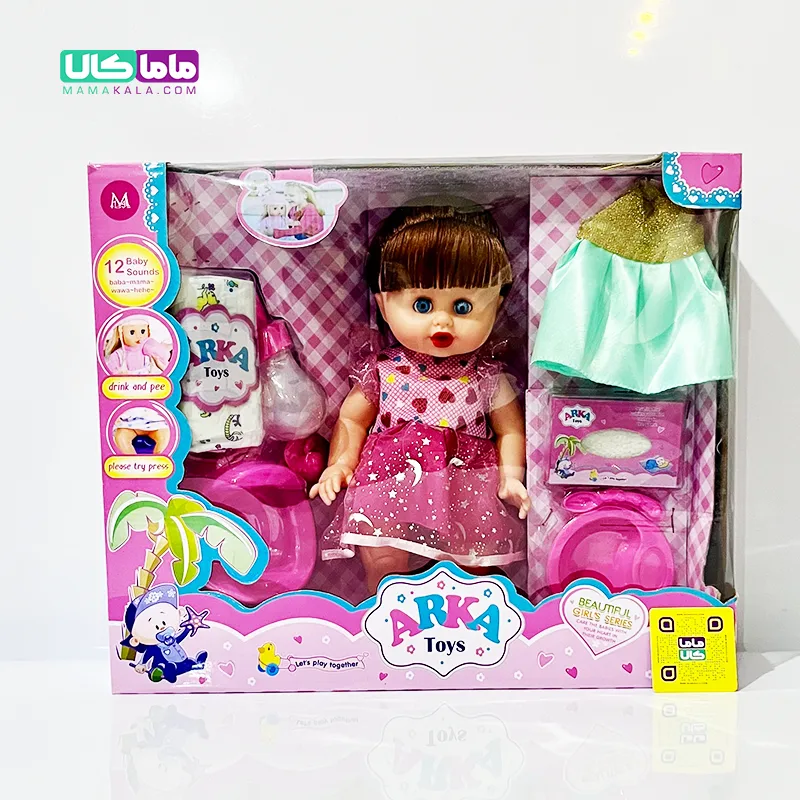 عروسک ست نوزاد موزیکال با وسایل نوزادی برند ArkaToys کد 222 4 اسباب بازی ست نوزاد موزیکال با وسایل نوزادی برند ArkaToys کد 222