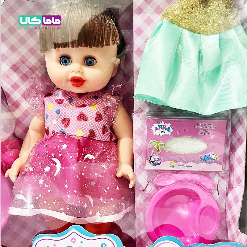 عروسک ست نوزاد موزیکال با وسایل نوزادی برند ArkaToys کد 222 5 اسباب بازی ست نوزاد موزیکال با وسایل نوزادی برند ArkaToys کد 222